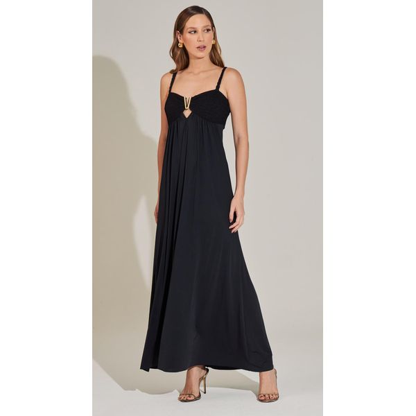 Vestido Midi Aplicação Dourada