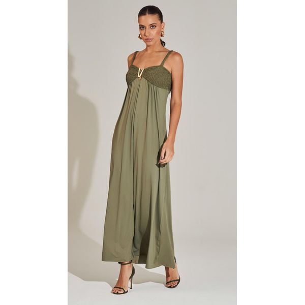Vestido Midi Aplicação Dourada