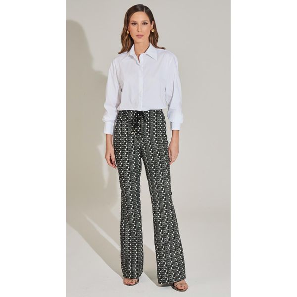 Calça Flare Veludo Bordado