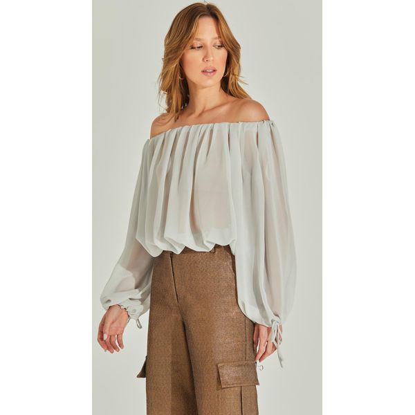 Blusa Ombro a Ombro Manga Longa