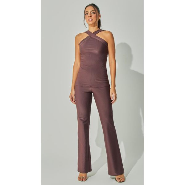 Conjunto Blusa e Calça Malha Texturizada