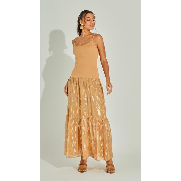 Vestido Midi Jacquard Metalizado
