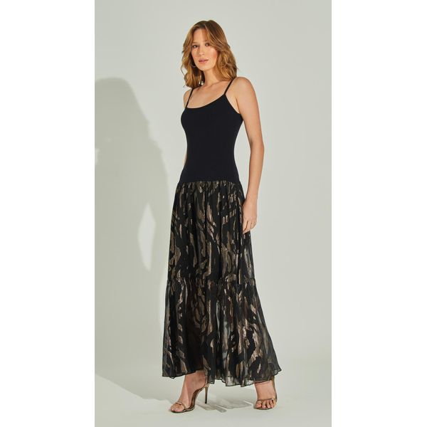 Vestido Midi Jacquard Metalizado