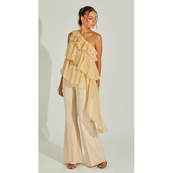 Calça Flare Com Nervuras