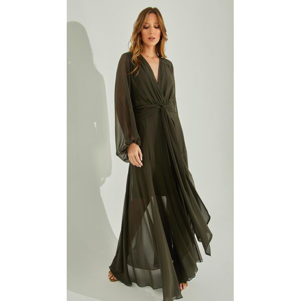 Vestido Fluido Com Mangas