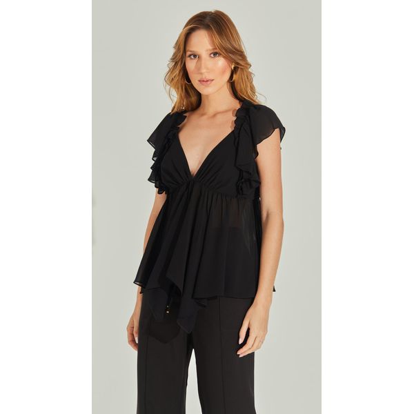 Blusa Com Babados e Amarração