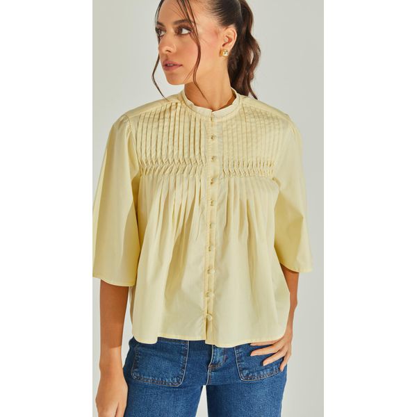 Blusa Tricoline Com Pregas