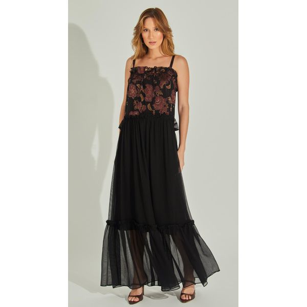 Vestido Midi Flower Com Babados