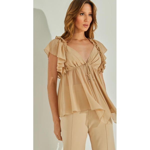 Blusa Com Babados e Amarração