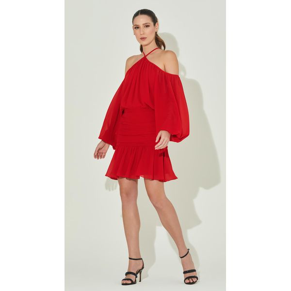 Vestido Frente Única com Mangas