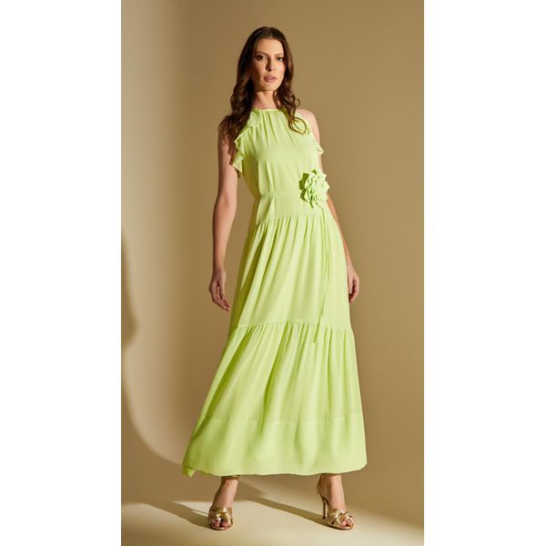Vestido Longo Frente Única Babados