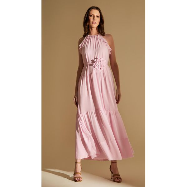 Vestido Longo Frente Única Babados