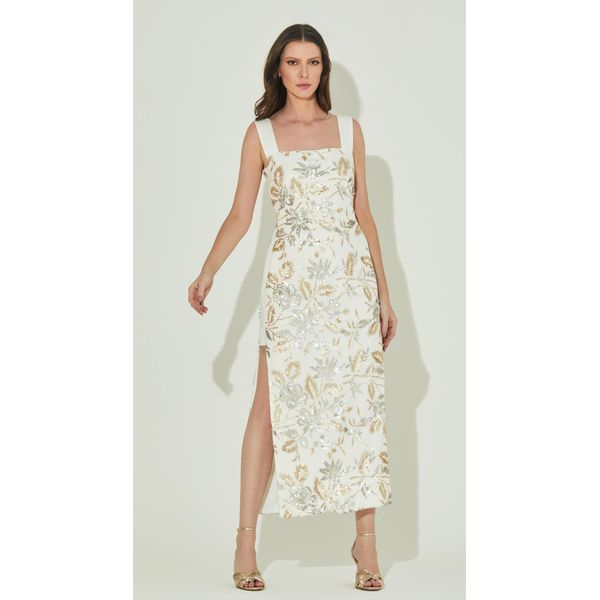 Vestido Midi Bordado Paetê