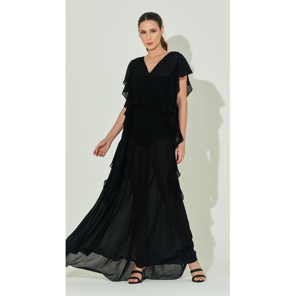 Vestido Longo com Babados