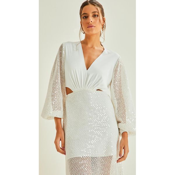 Vestido Midi Tela Paetê