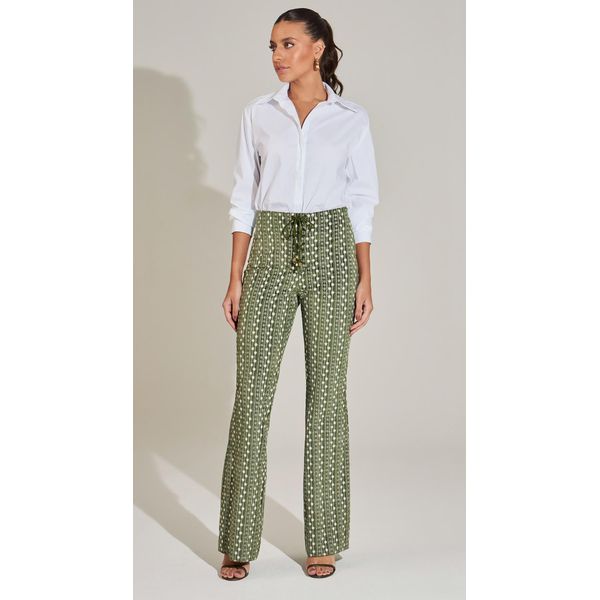 Calça Flare Veludo Bordado