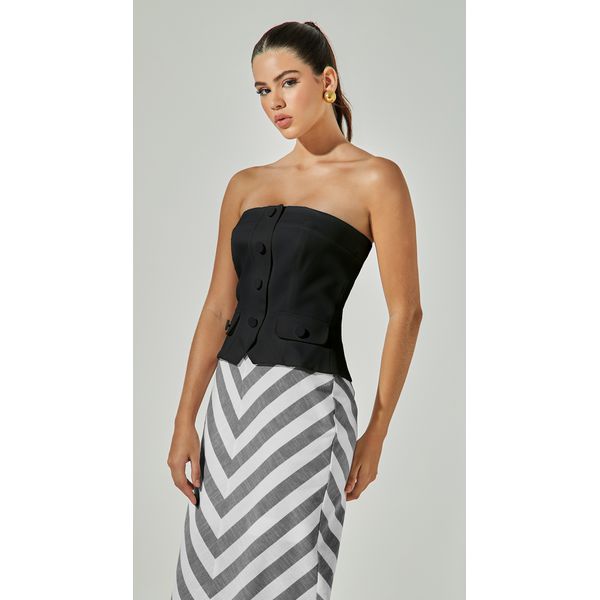 Blusa Sem Alça Com botões