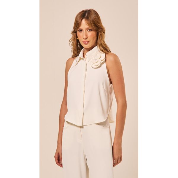 Blusa sem Mangas com Aplicação Off