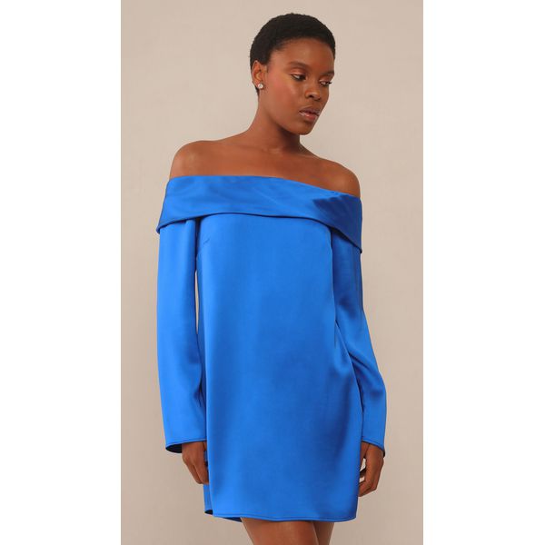 Vestido Curto de Manga Longa Azul