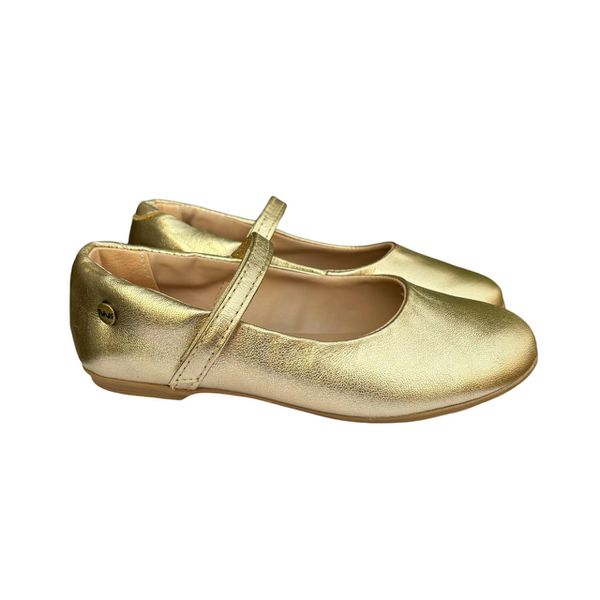 Sapatilha Infantil Feminina em Couro Boneca Dourado