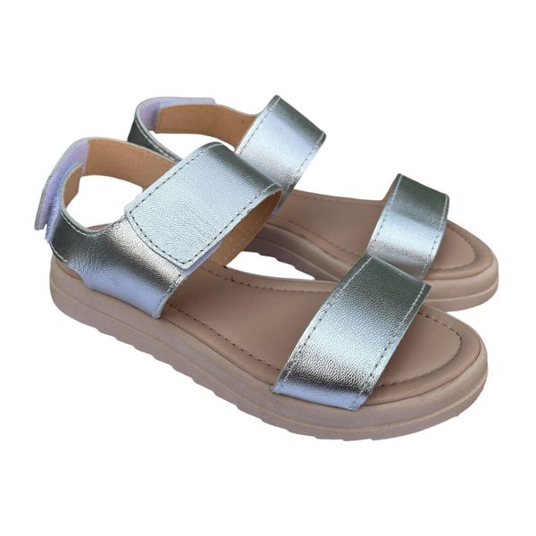 Sandalia Infantil Lepeti Feminina Couro Prata