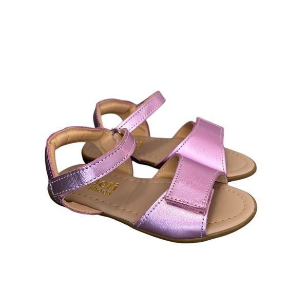 Sandália Infantil Lepeti Feminina Couro Básica Lilás Velcro