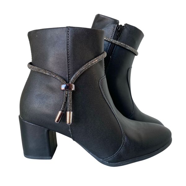 Bota Feminina Sozo Preta Strass Regulavel