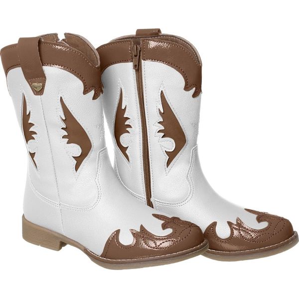 Bota Infantil Xua Xua Feminina Texana Branca/Avelã 