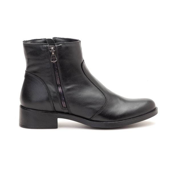 Bota Renata Cano Baixo Couro Preta 