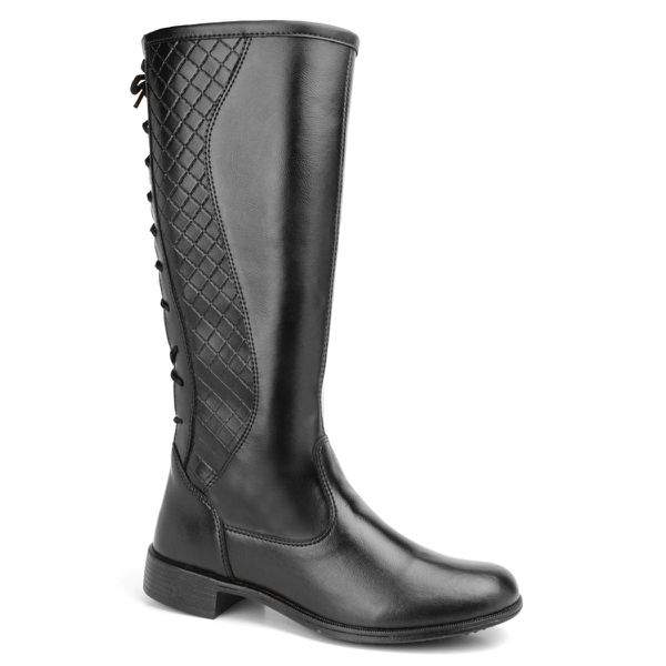 Bota Montaria Patricia Cano Alto Ajustável Com Cadarço Atrás Preto