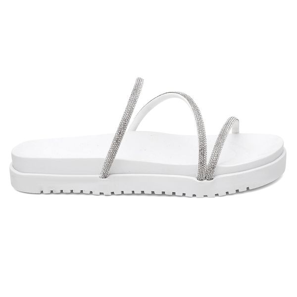 Papete Flatform Básica Strass Feminina Brilho 