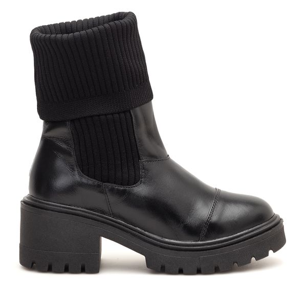 Bota Coturno Feminino Cano Alto Meia Salto Médio Preto