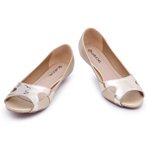 Peep toe dourada 2025