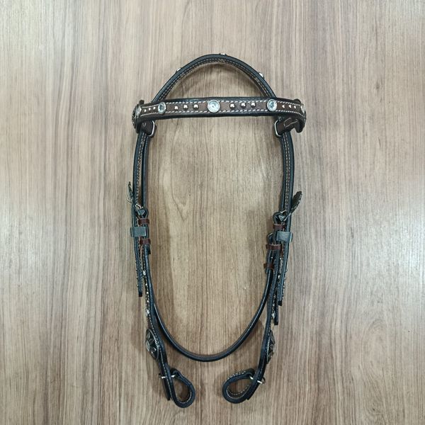  Cabeçada Testeira de Couro com Afogador Sport Equine