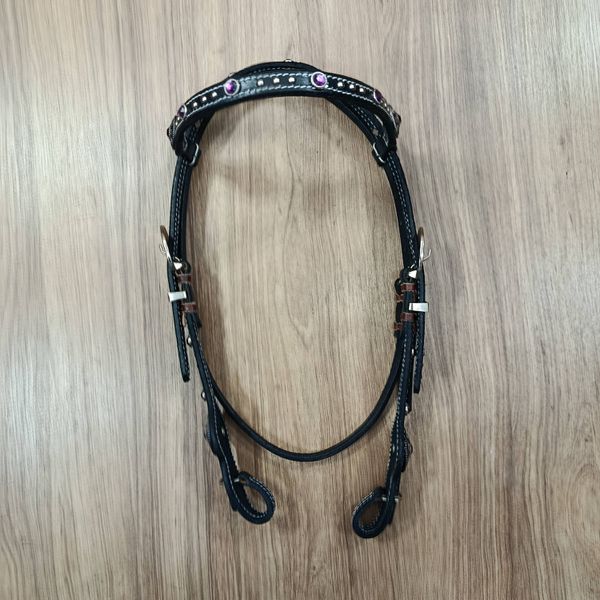  Cabeçada Testeira de Couro com Afogador Sport Equine