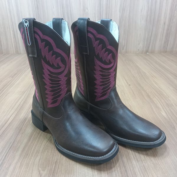 Bota Big Bull Feminina Texana Pink Fossil Marrom 900