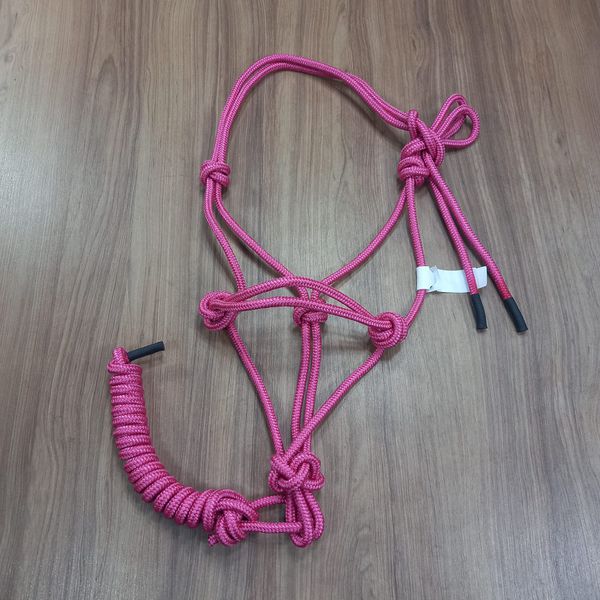 Cabresto para Cavalo 7 nós em Nylon Pink c/ Cabo Mreis 7609