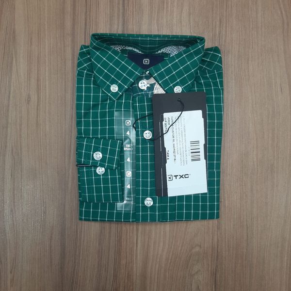 Camisa TXC Custom ML Xadrez Infantil (2718Li) Verde 7123