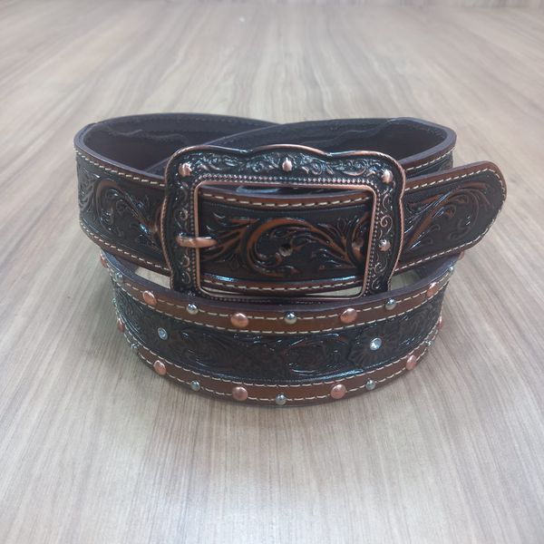 Cinto Master Pedra Cravo Trabalhado em Couro 7549