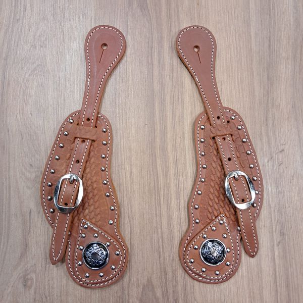Correia de Espora em Couro Bordado c/ Margarida Sport Equine 6295