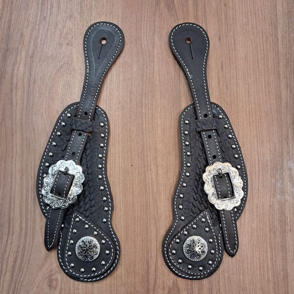 Correia de Espora em Couro Bordado c/ Margarida Sport Equine 6296