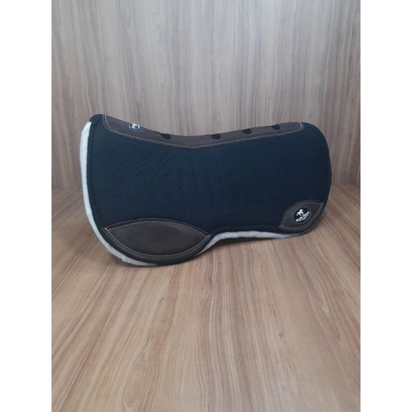 Manta Flow Tech Pad Tambor Boots Horse Preta C/ Couro Preto