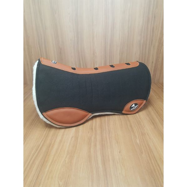 Manta Flow Tech Pad Tambor Boots Horse Preta C/ Couro Goiaba