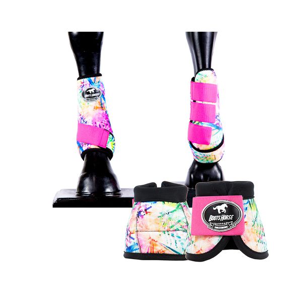 Kit Dianteiro Cloche e Caneleiras Estampado Boots Horse 3763