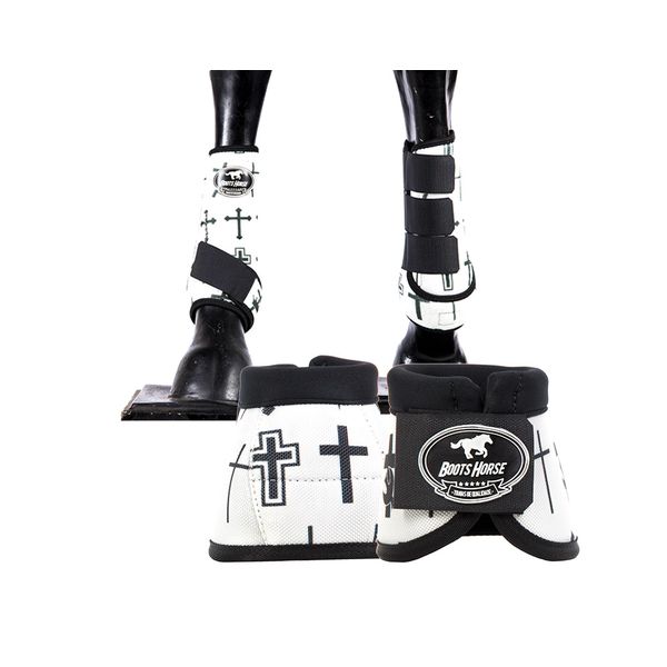 Kit Dianteiro Cloche e Caneleiras Estampado Boots Horse 3770