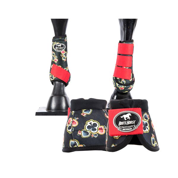 Kit Dianteiro Cloche e Caneleiras Estampado Boots Horse 3775