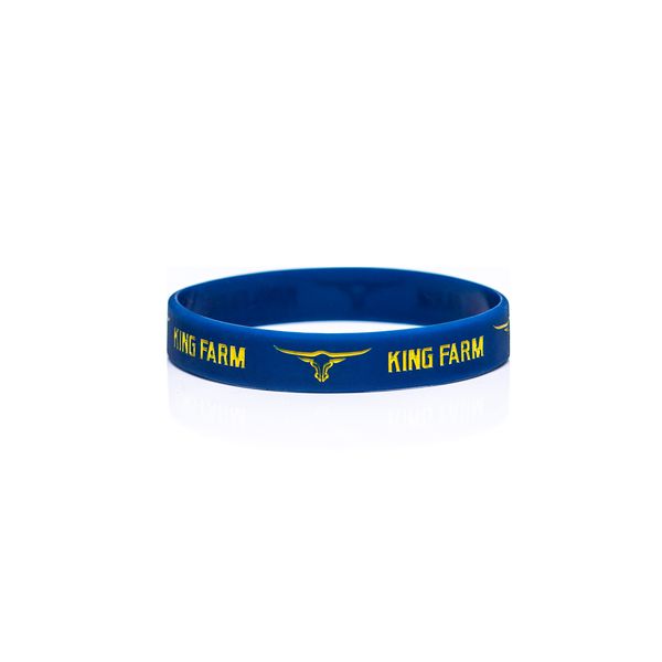 Pulseira King Farm Azul Marinho com Logo e Escrita Amarela