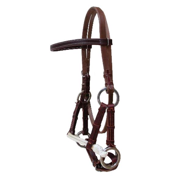 Cabeçada Side Pull de Couro Natural com Oléo Boost Horse