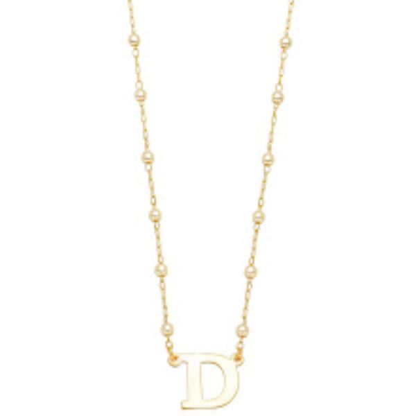 Colar pérolas letra D