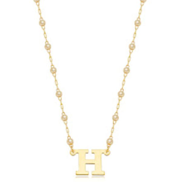 Colar pérolas letra H